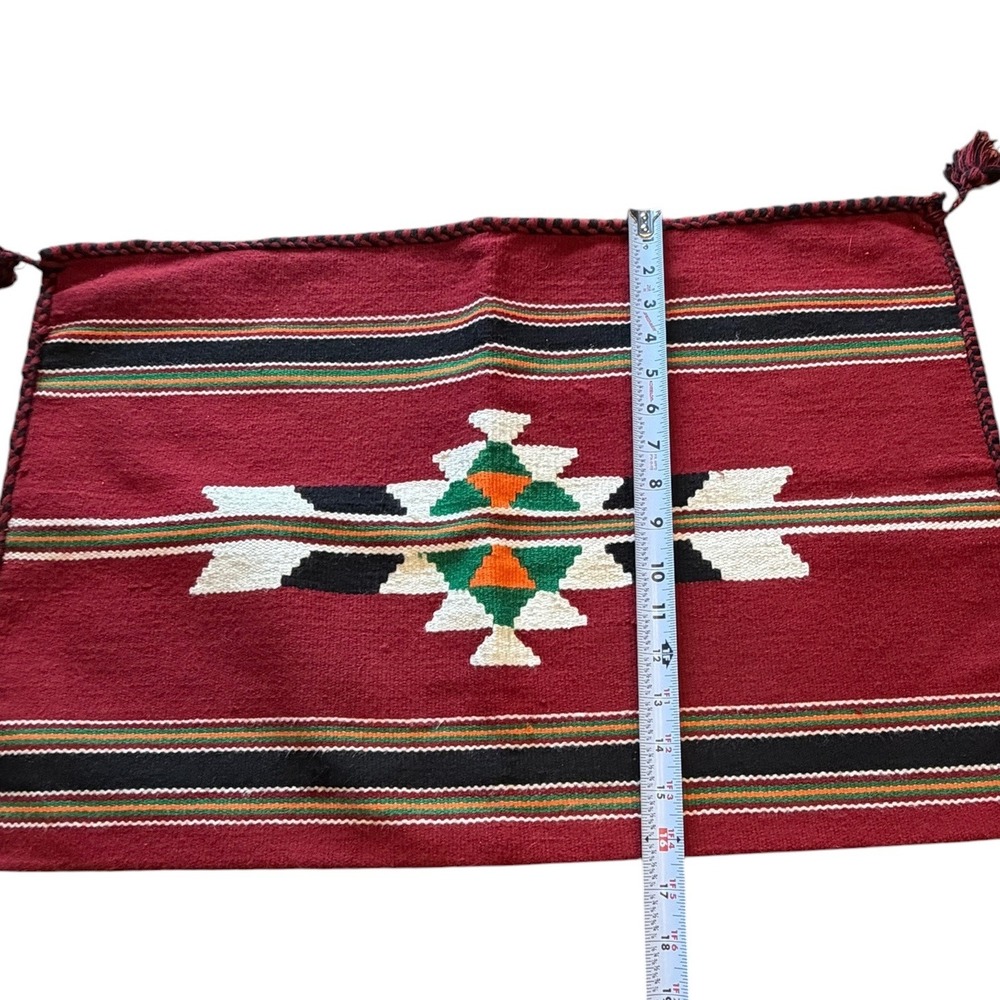 Southwestern Kilim Lumbar Pillow Cover Geometric Tribal Tassel 16x24 Tassels - Picture 6 of 9
